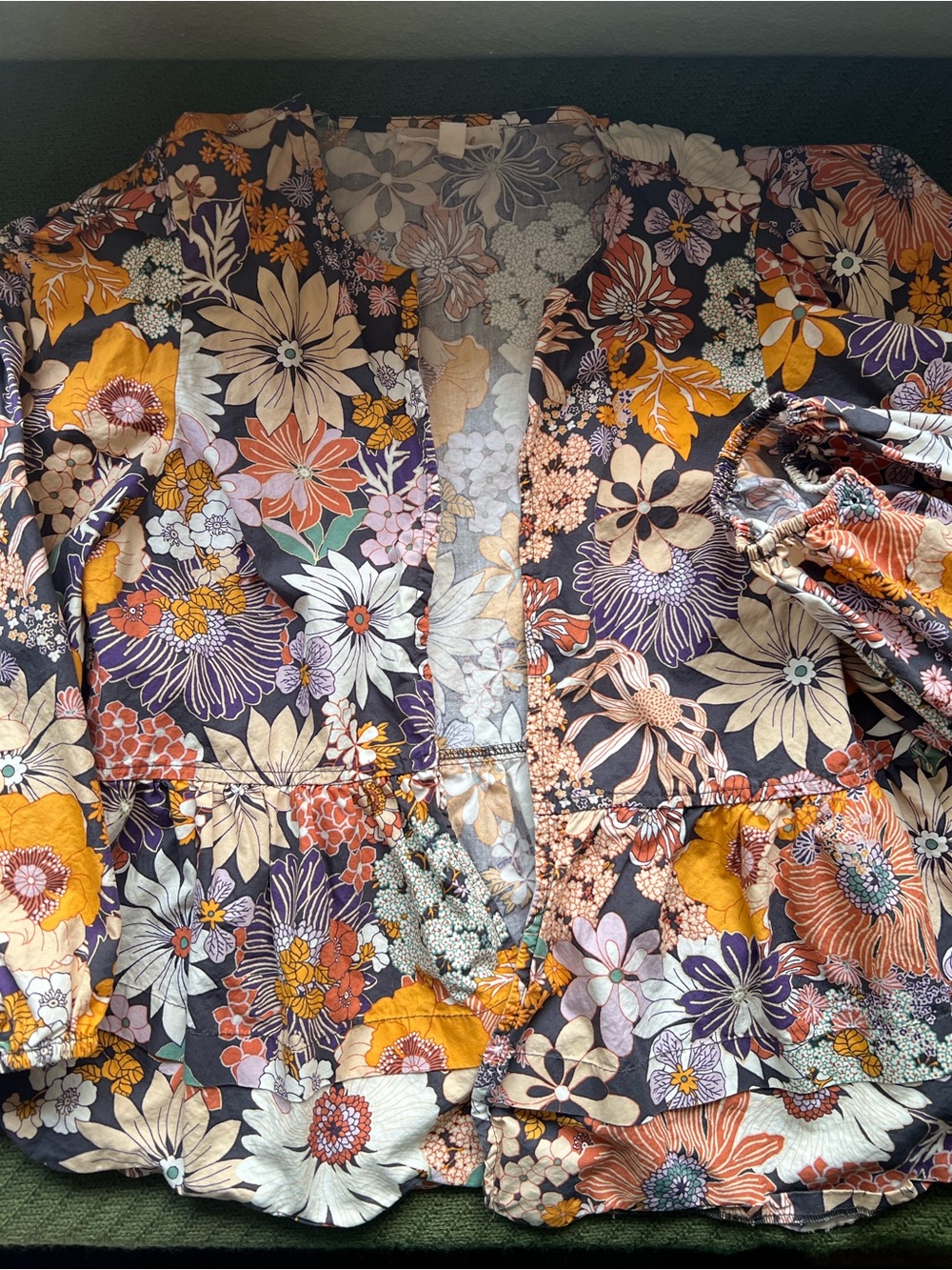 Listicle Floral Blazer in Navy, Mustard & Cream